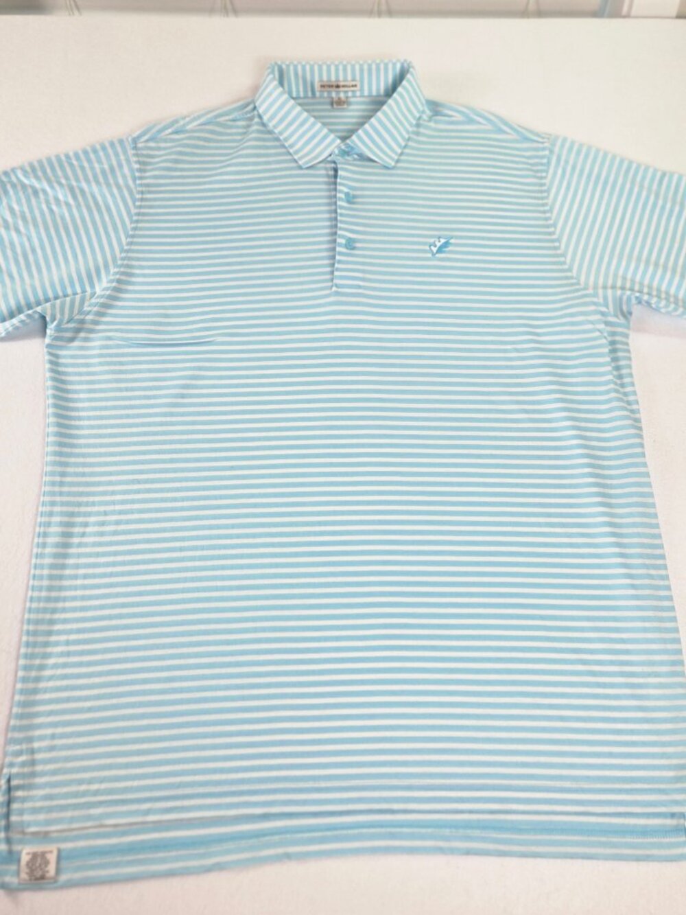Peter Millar Striped Polo Shirt XL Blue 100% Cotton